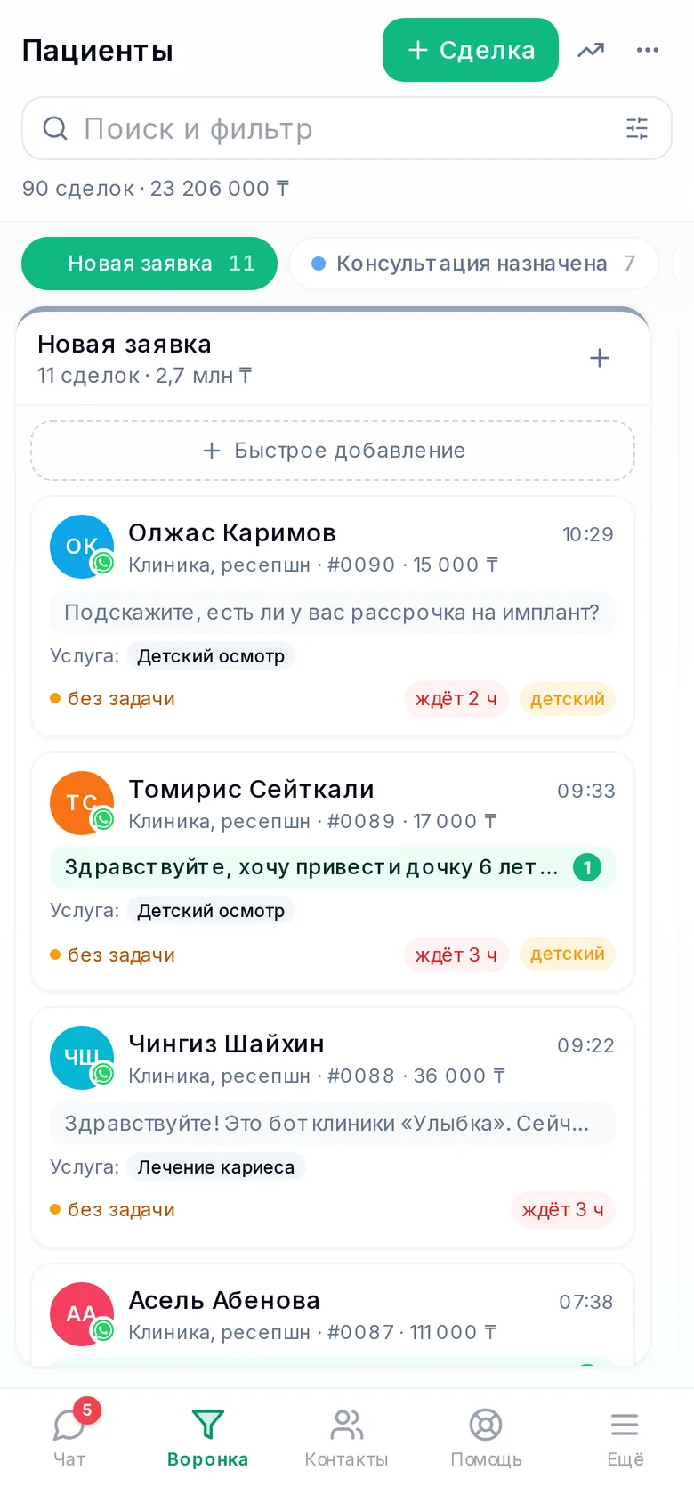 Воронка Wazzapo на телефоне